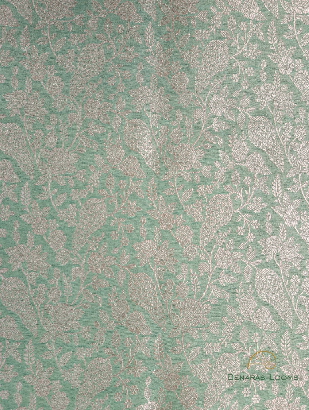 Light Green Handwoven Pure Silk Banarasi Fabric
