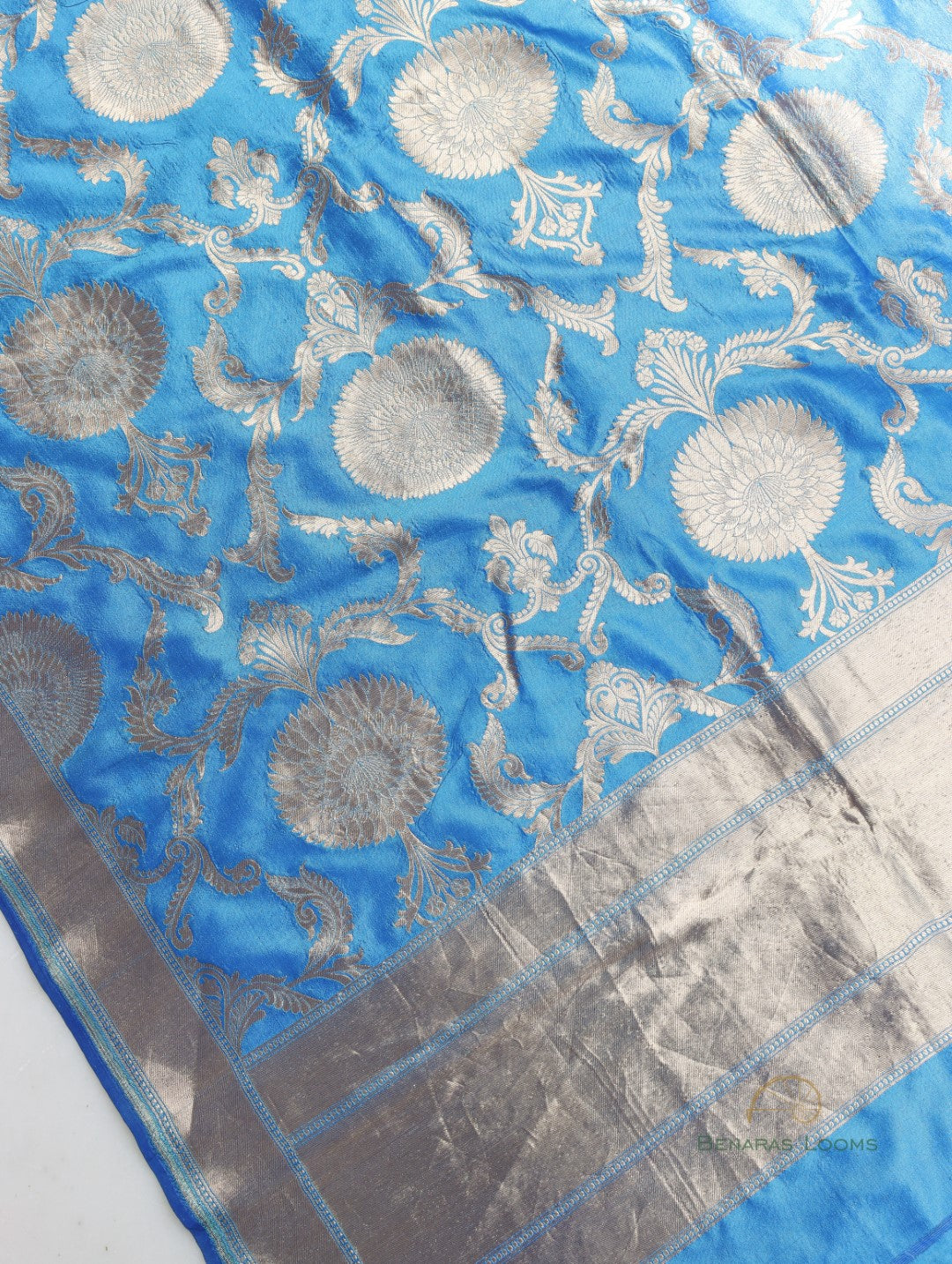 Swara Blue Handwoven Pure Silk Banarasi Lehenga