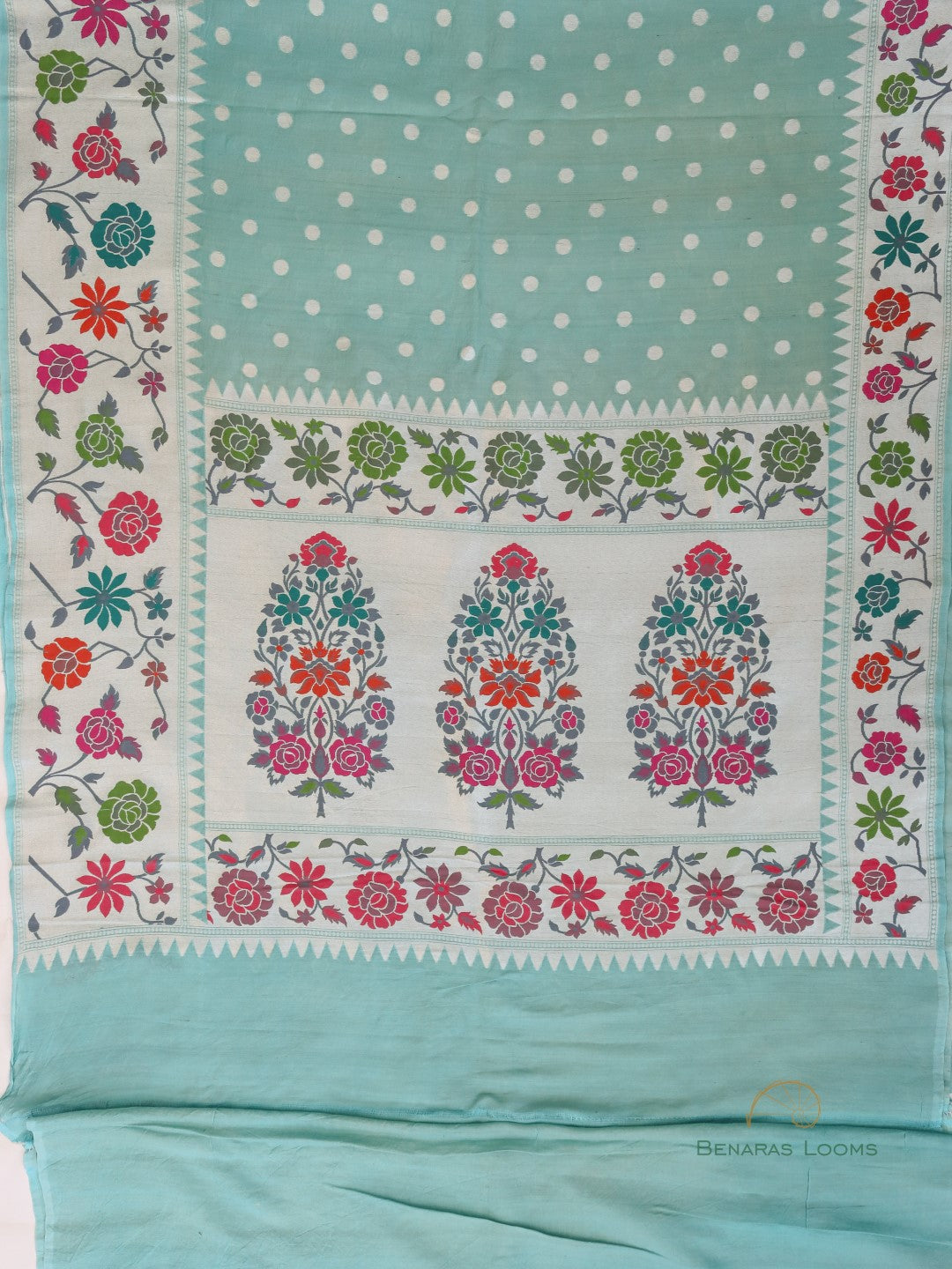 Pastel Handwoven Pure Tussar Georgette Banarasi Saree