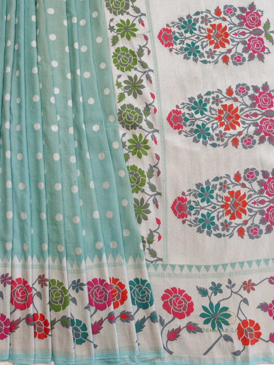 Pastel Handwoven Pure Tussar Georgette Banarasi Saree