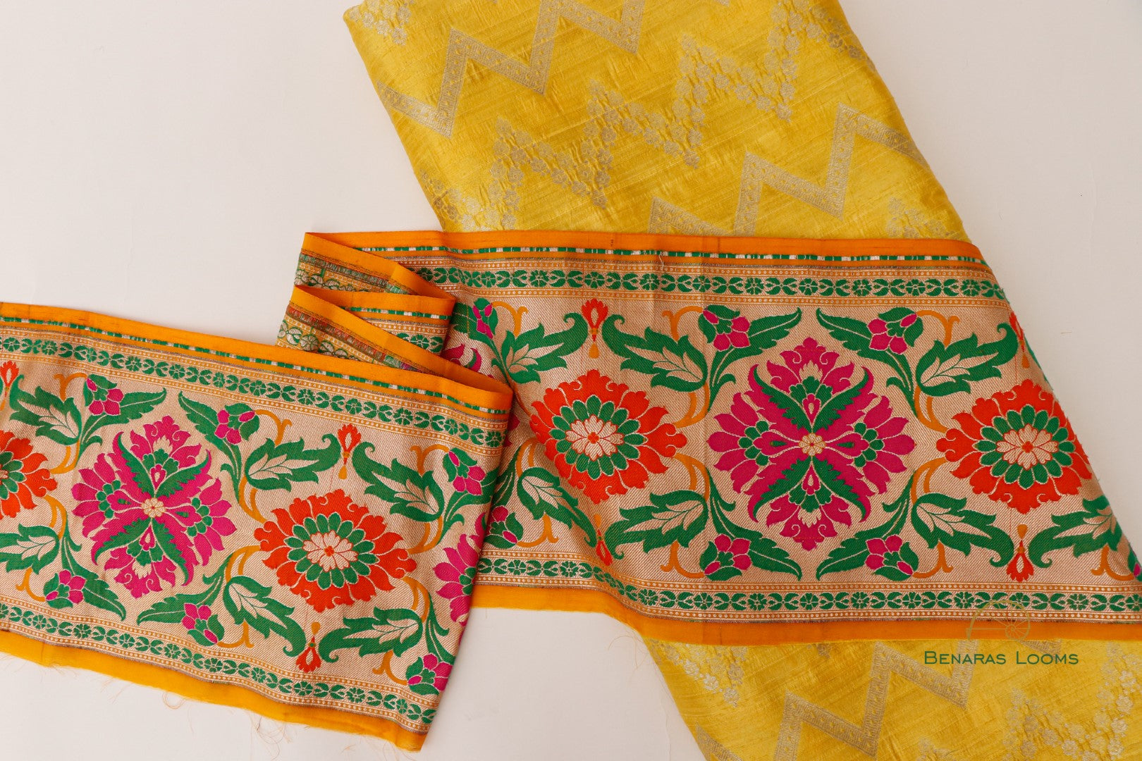 Yellow Banarasi Border 10 Inch