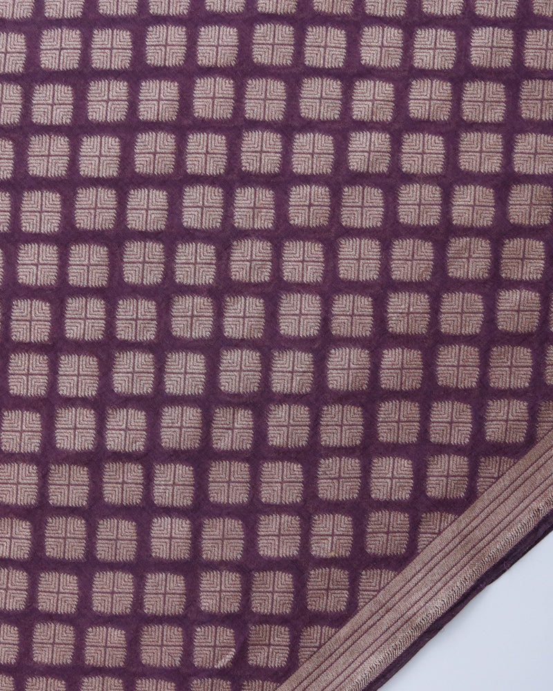 Plum Handwoven Kataan Silk Butidar Banarasi Fabric
