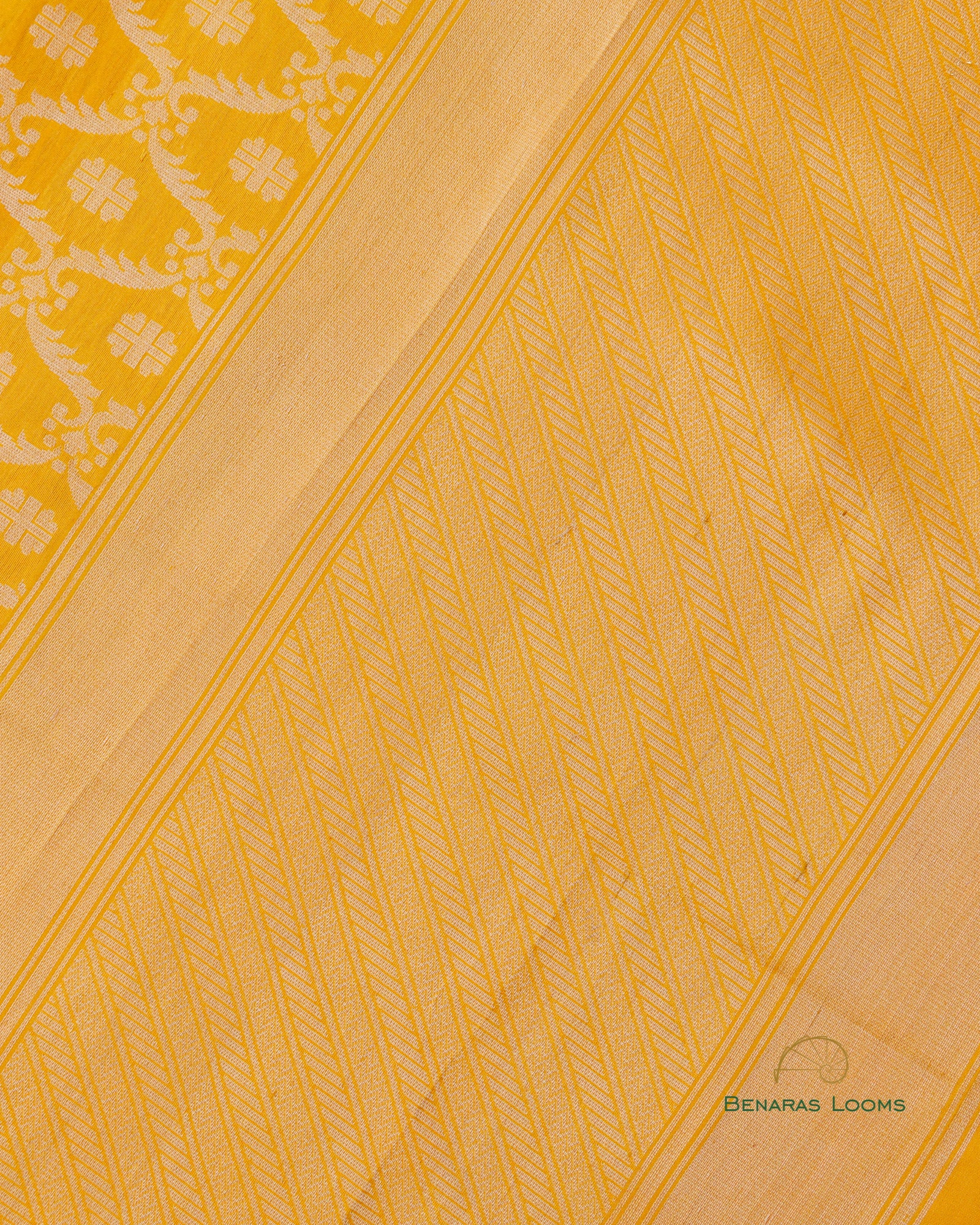 Yellow Handwoven Kataan Silk Benarasi Dupatta