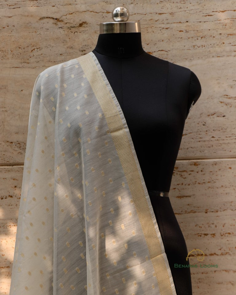 Handwoven Pure Chanderi Silk Dyeable Cutwork Banarasi Dupatta