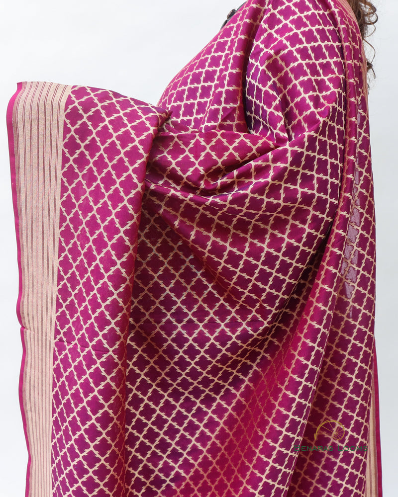 Purple Handwoven Pure Silk Banarasi Dupatta