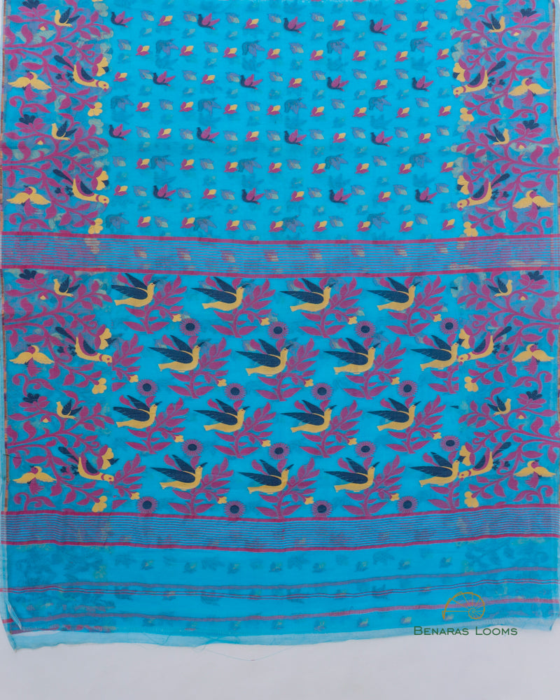 Blue Handwoven Cotton Silk Tantuj Saree