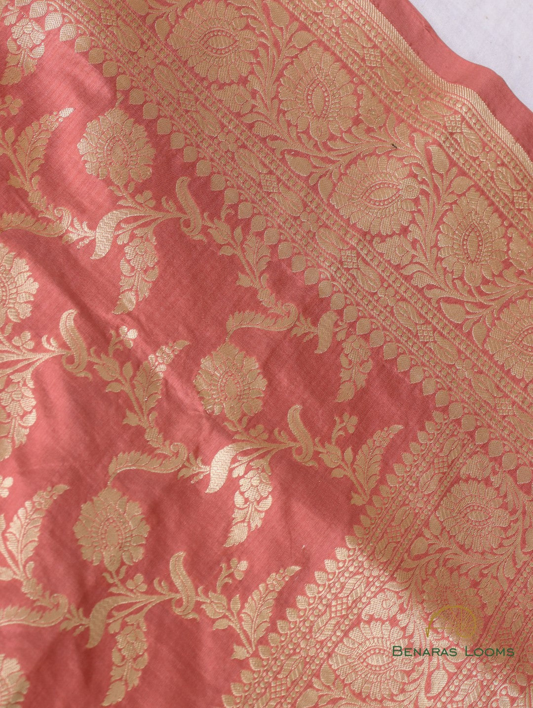 Peach Handwoven Pure Silk Banarasi Saree