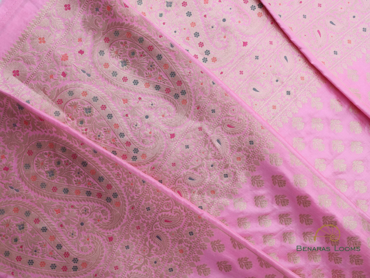 Rhea Light Pink Handwoven Pure Kataan Silk Banarasi Kalidar Lehenga