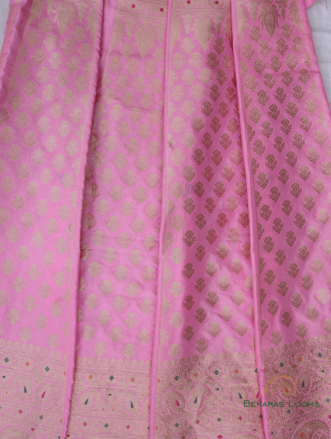 Rhea Light Pink Handwoven Pure Kataan Silk Banarasi Kalidar Lehenga