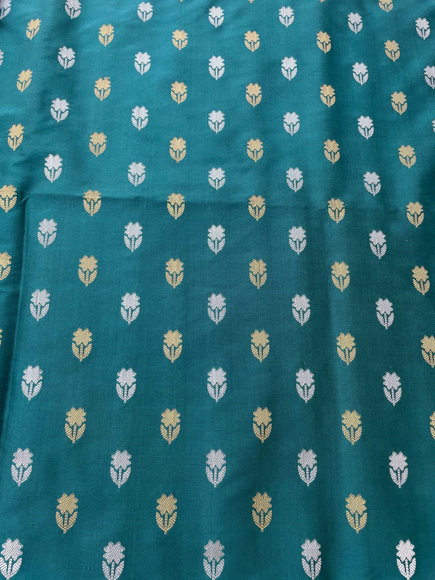 Rama Green Semi Silk Banarasi Unstitched Suit Set