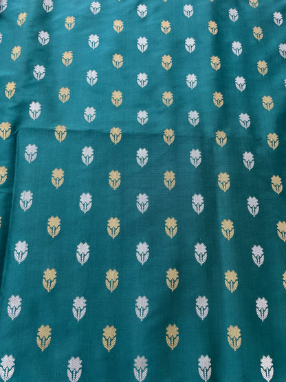 Rama Green Semi Silk Banarasi Unstitched Suit Set