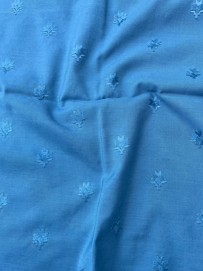 Blue Embroidery Banarasi Cotton Suit Set