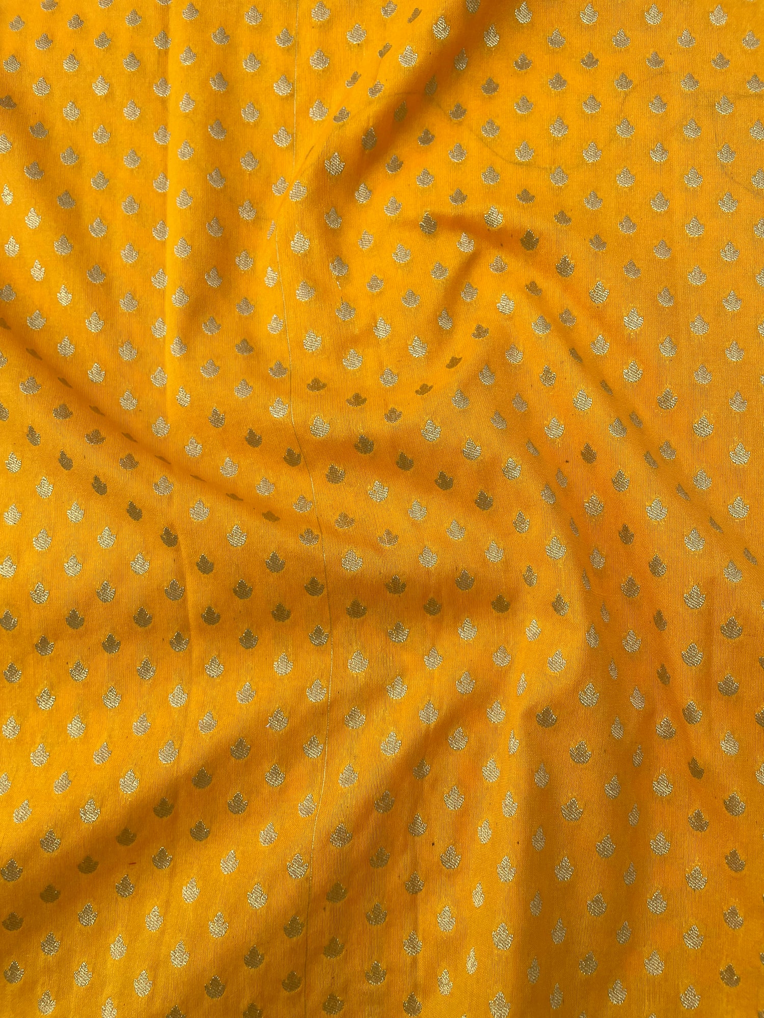 Yellow Semi Silk Buti Fabric