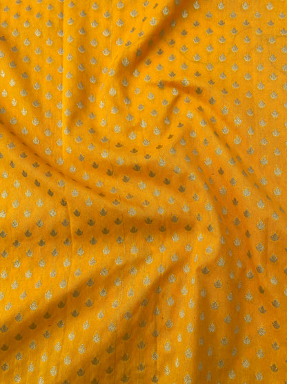 Yellow Semi Silk Buti Fabric