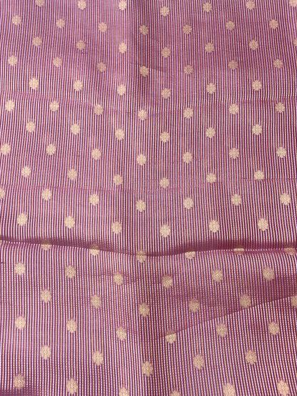 Pink Handwoven Pure Tissue Silk Buti Fabric