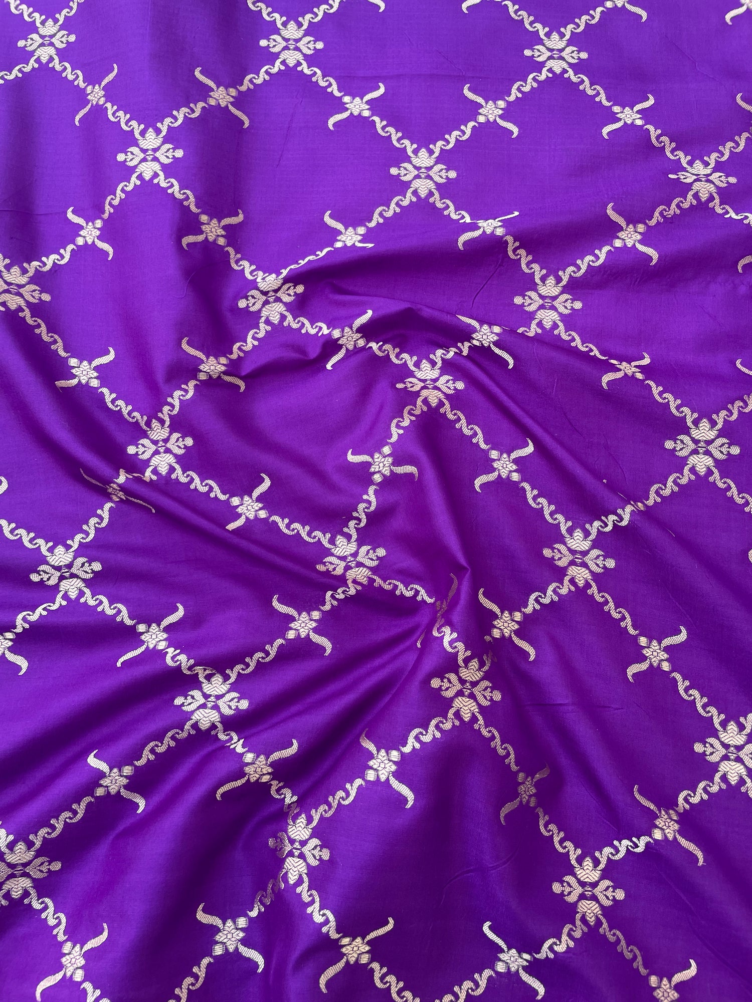 Purple Handwoven Pure Kataan Silk Banarasi Dupatta