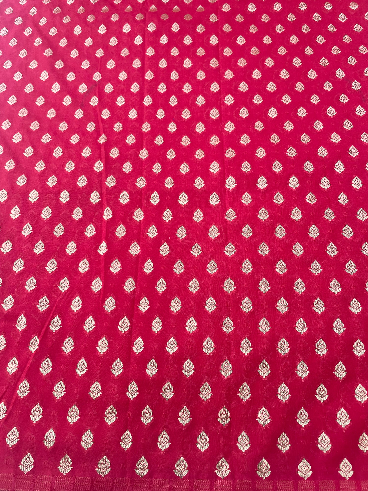 Red Semi Silk Buti Fabric