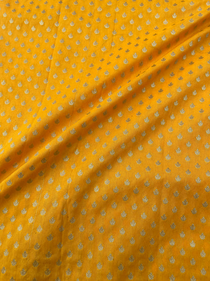 Yellow Semi Silk Buti Fabric