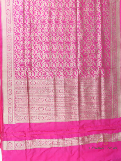 Pink Handwoven Shikargah Pure Silk Banarasi Saree