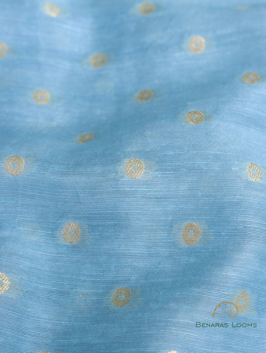 Blue Handwoven Brocade Butidar Pure Silk Fabric