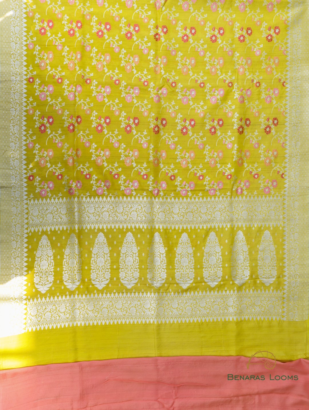 Yellow Handwoven Pure Tussar Georgette Banarasi Saree
