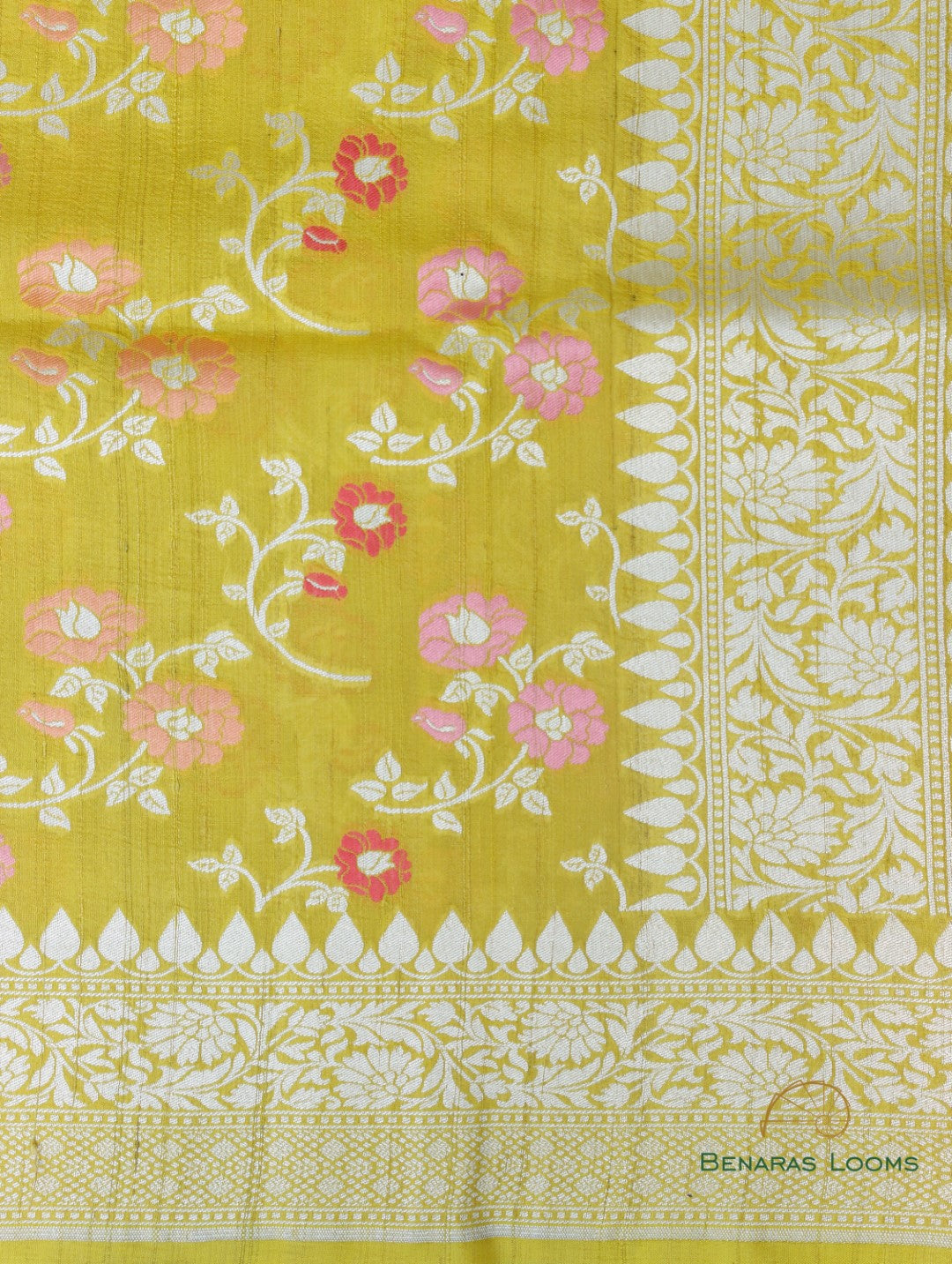 Yellow Handwoven Pure Tussar Georgette Banarasi Saree