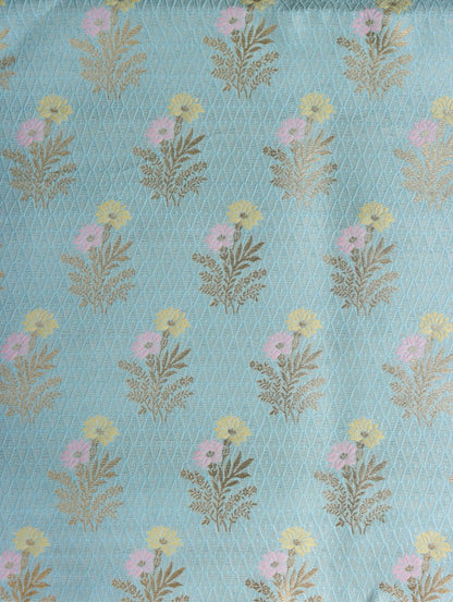 Blue Floral Banarasi Fabric