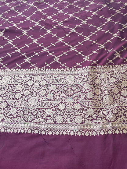 Brown Handwoven Pure Kataan Silk Banarasi Dupatta