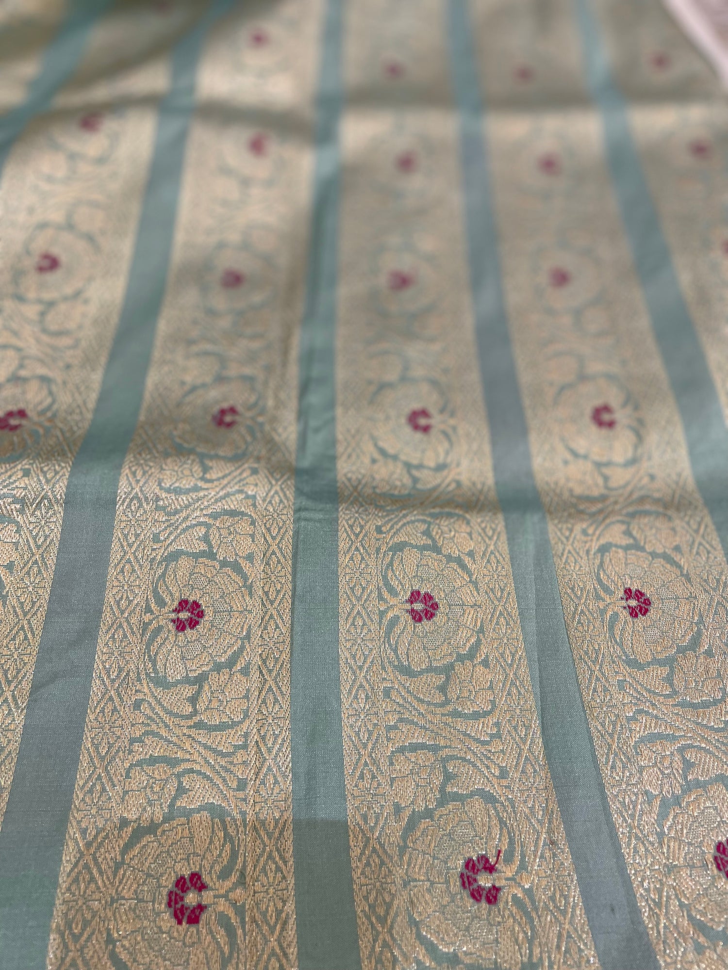 Mandala Pastel Handwoven Pure Silk Banarasi Meenakari Lehenga