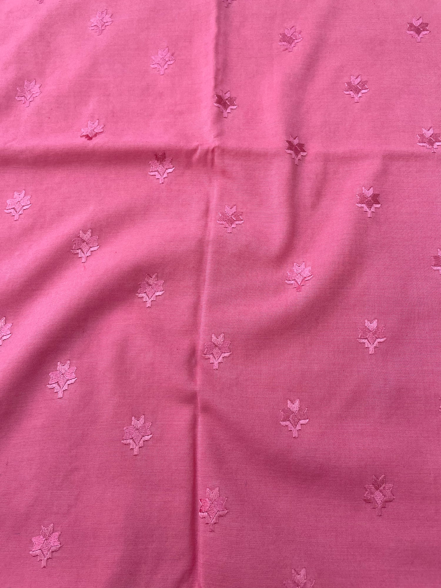 Pink Embroidery Banarasi Cotton Suit Set