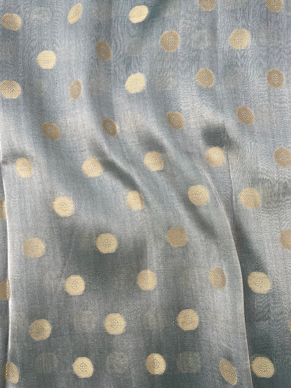 Green Handwoven Pure Tissue Silk Asharfi Buti Fabric