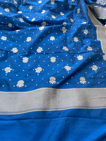 Rang Mahal Blue Handwoven Pure silk Banarasi Lehenga