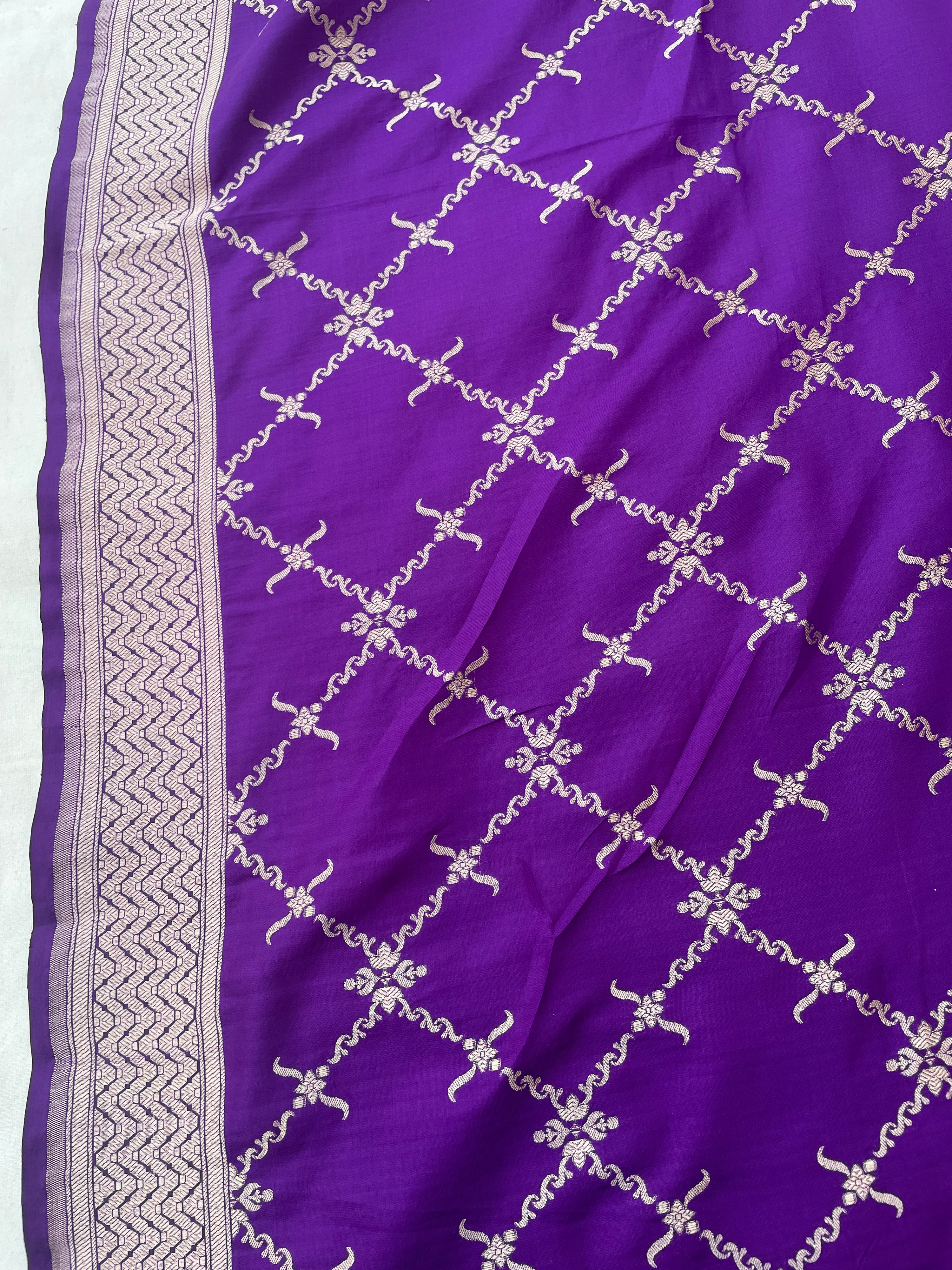 Sahiba Purple Handwoven Pure silk With Meenakari Banarasi Lehenga