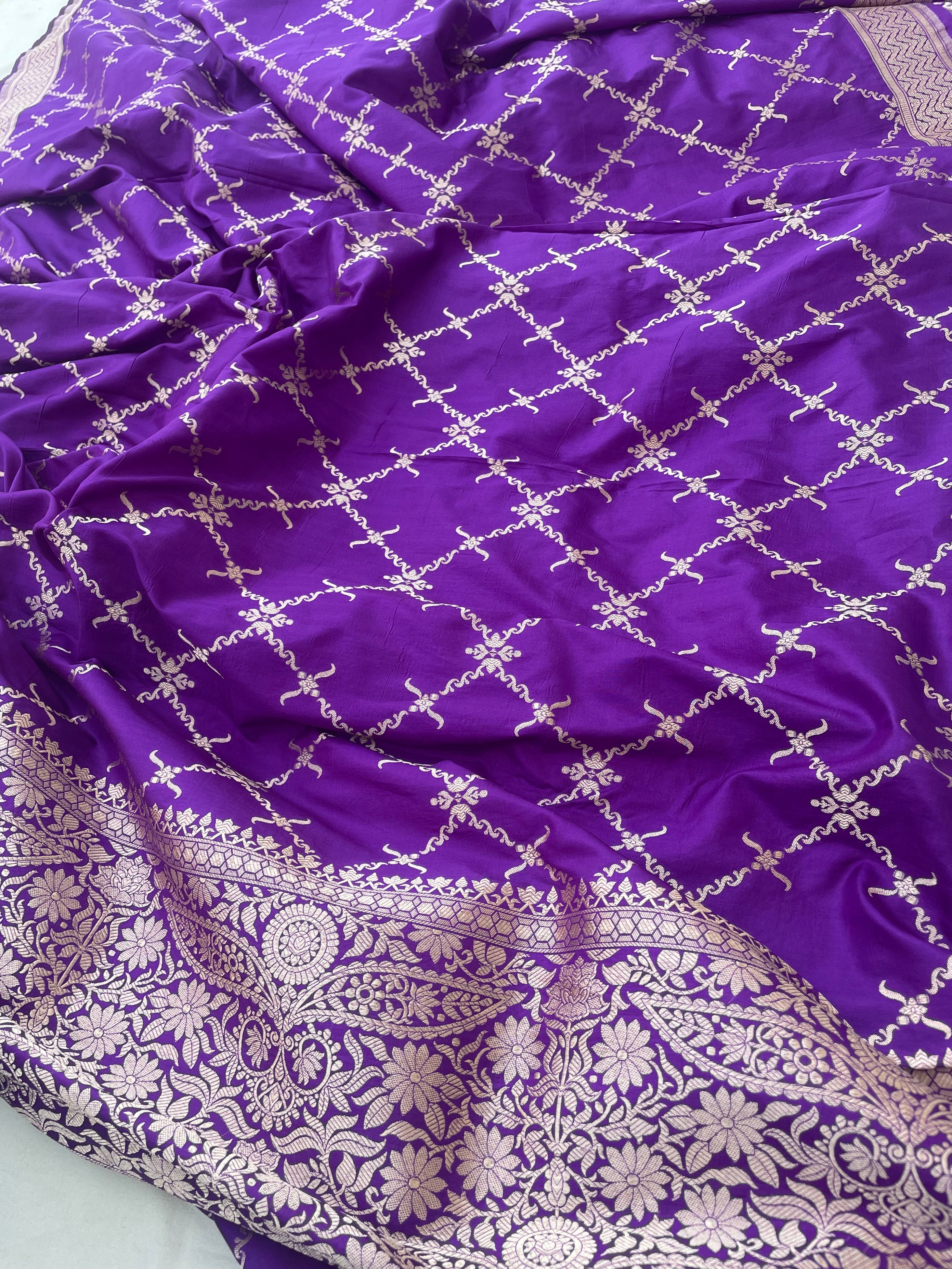 Sahiba Purple Handwoven Pure silk With Meenakari Banarasi Lehenga
