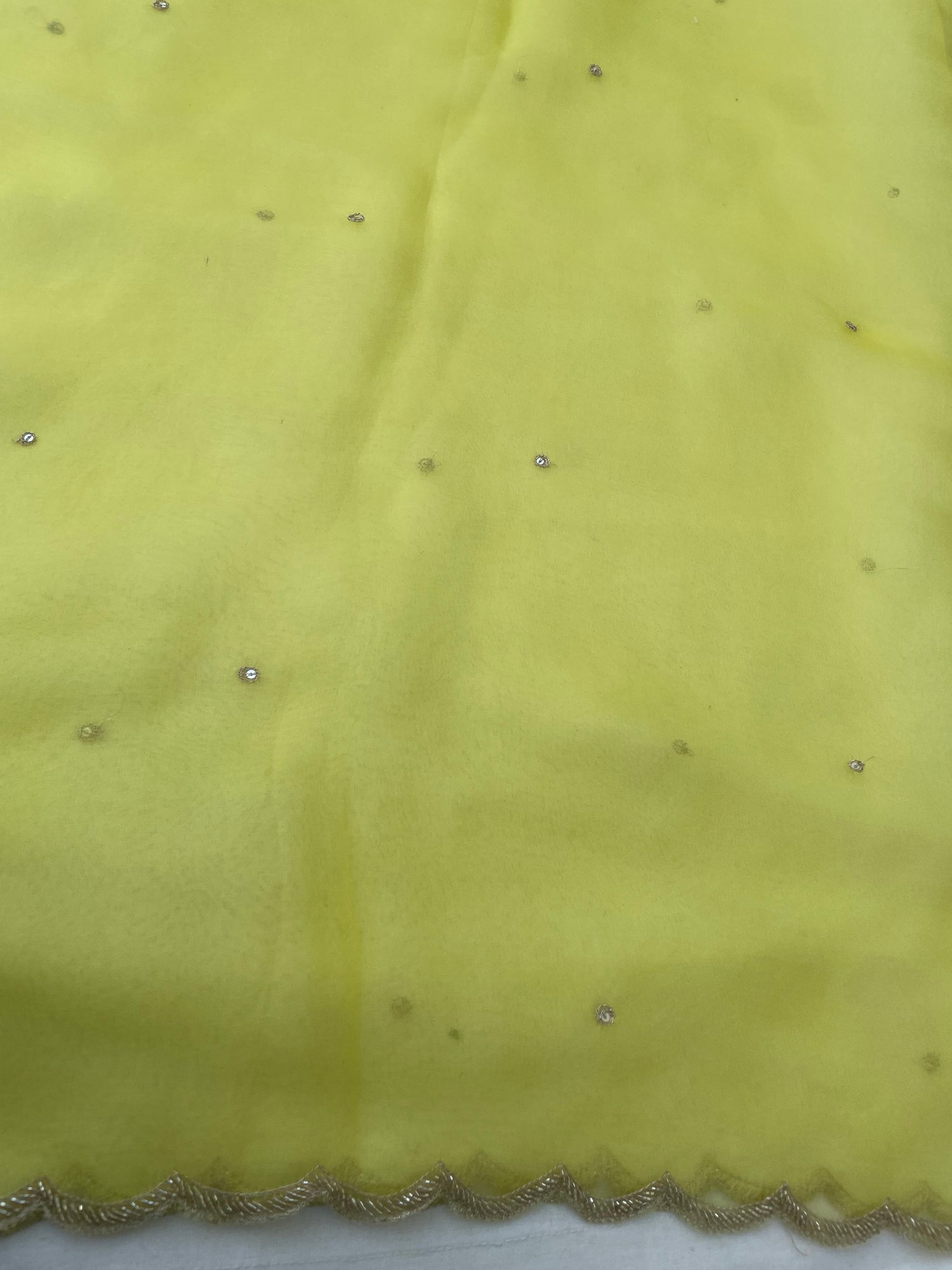 Lemon Yellow Pure Organza Silk Embroidered Banarasi Dupatta