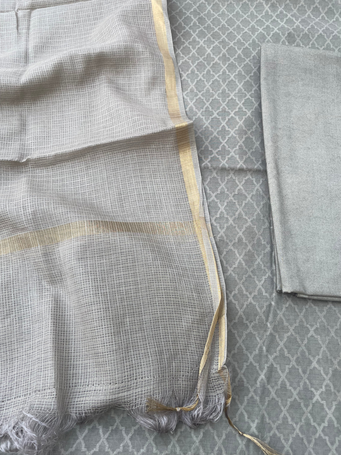 Gray Banarasi Cotton Suit Set