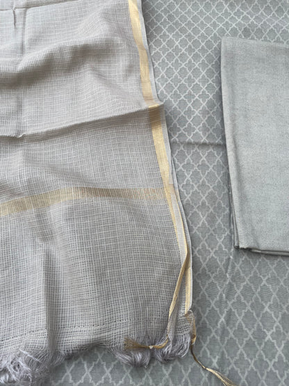 Gray Banarasi Cotton Suit Set