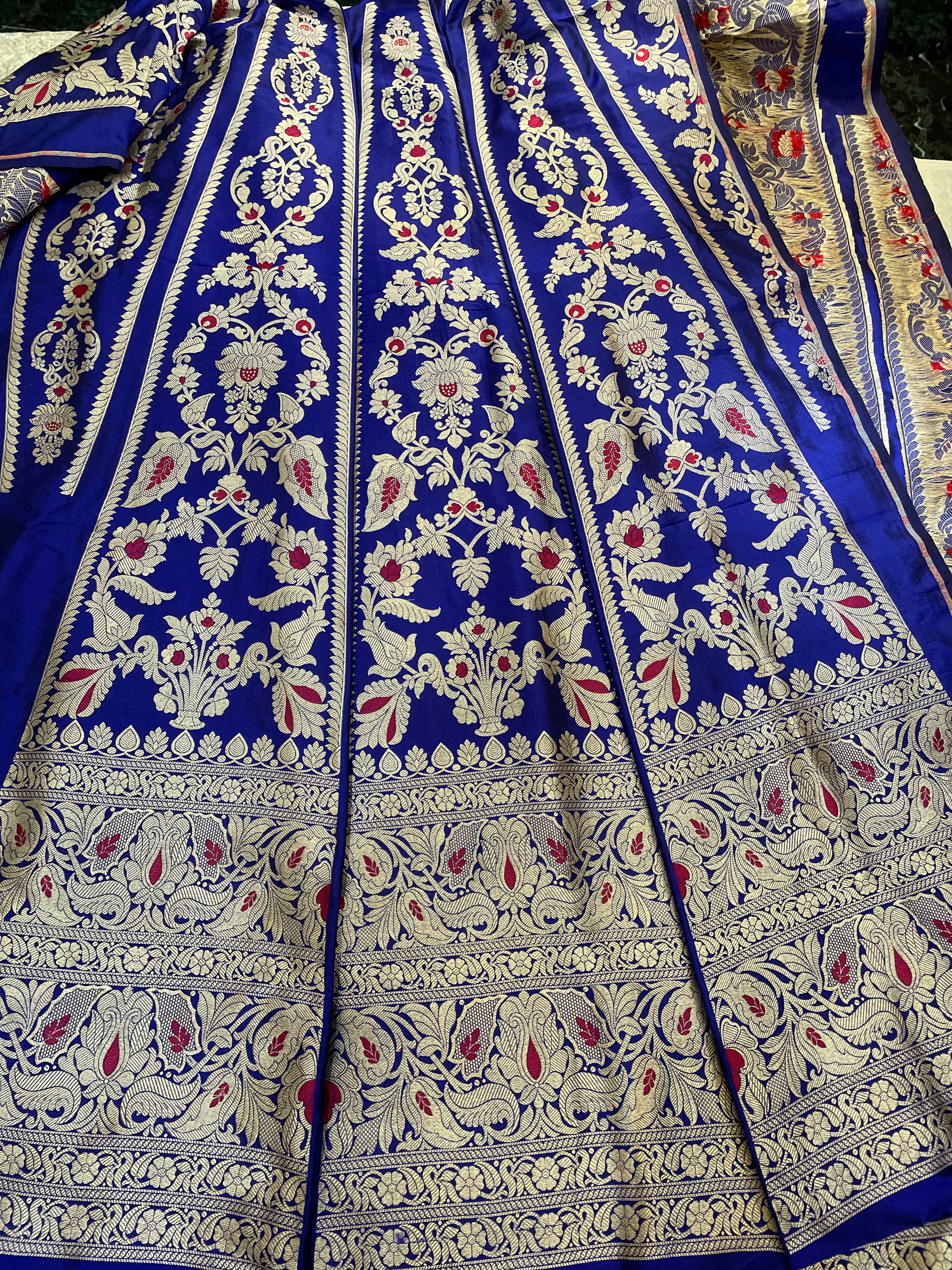 Chhavi Blue Handwoven Pure Silk Banarasi Lehenga