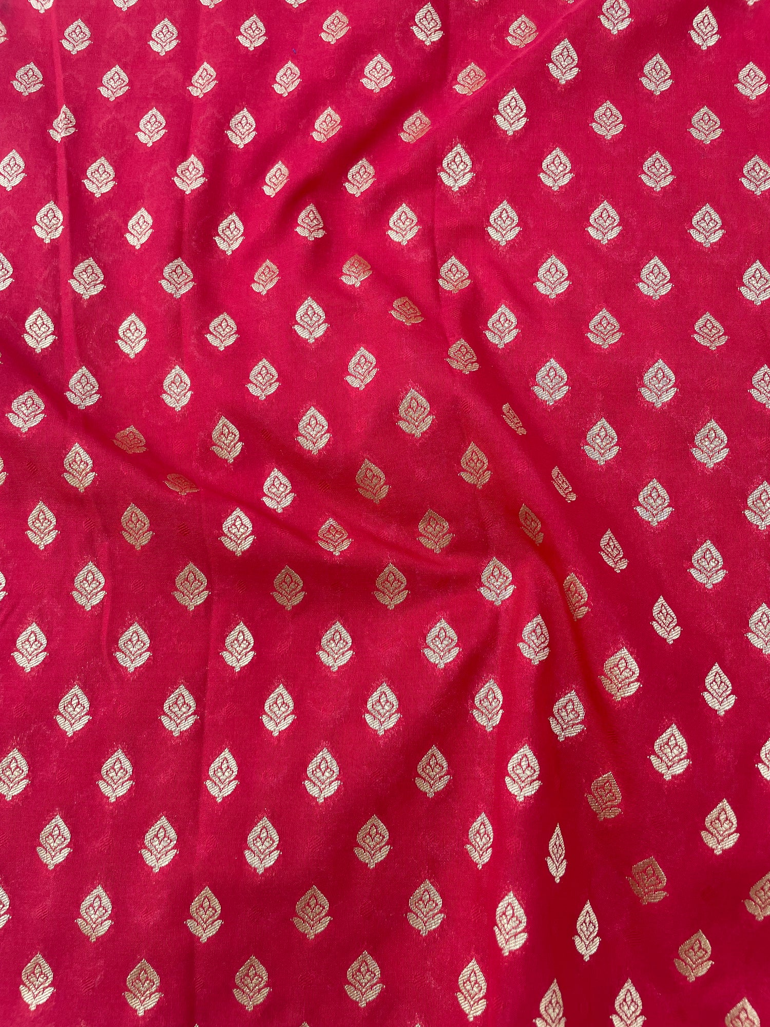 Red Semi Silk Buti Fabric