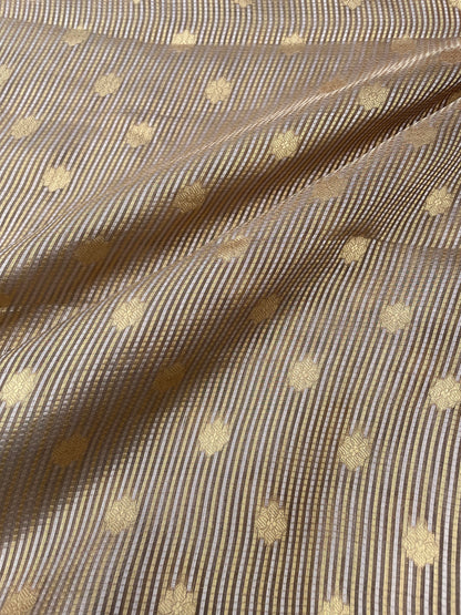 Gold Handwoven Pure Tissue Silk Buti Fabric