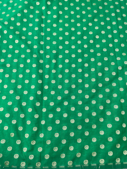 Green Semi Silk Buti Fabric