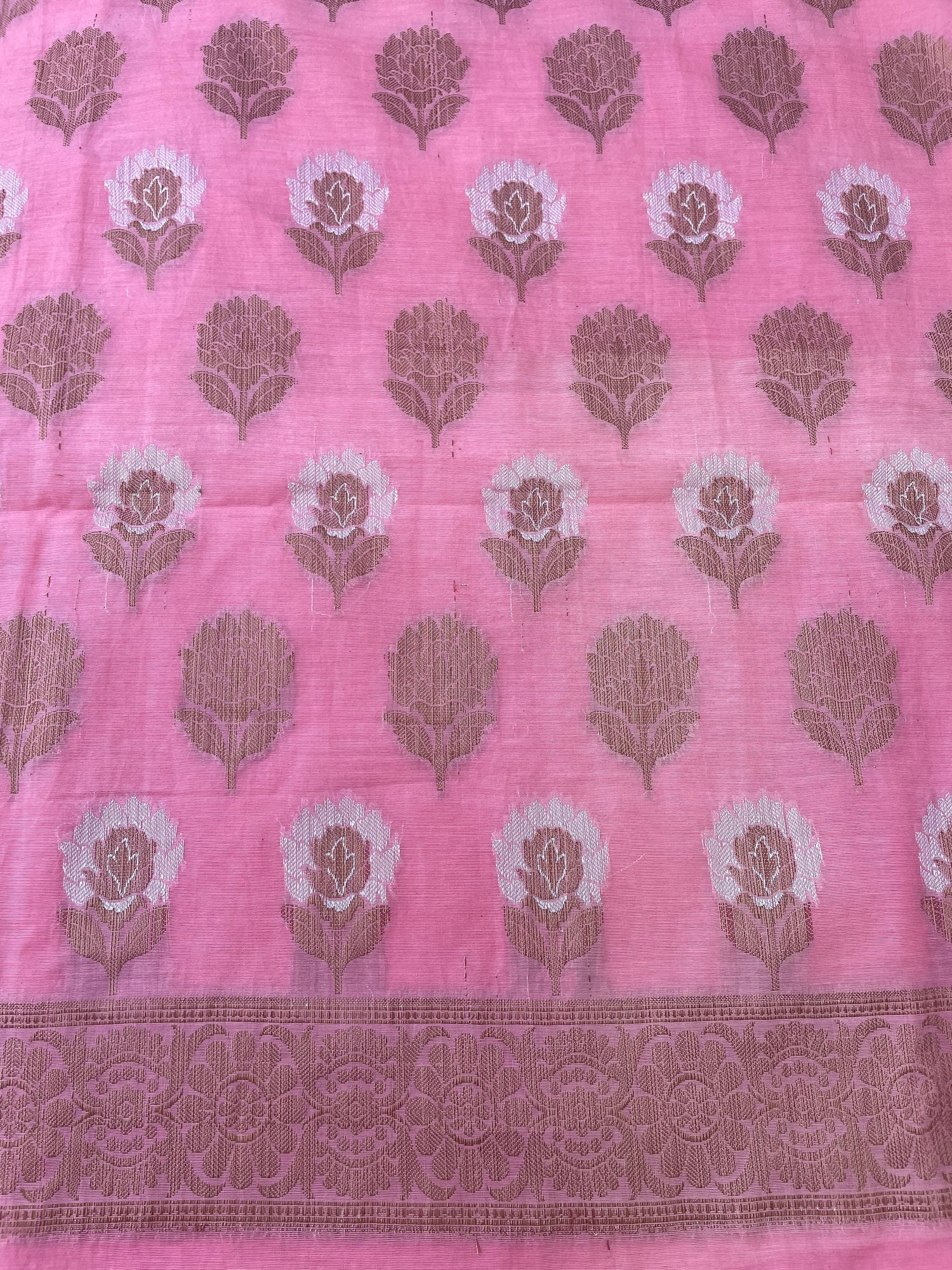 Pink Cotton Silk Zari Buti Banarasi Suit Set