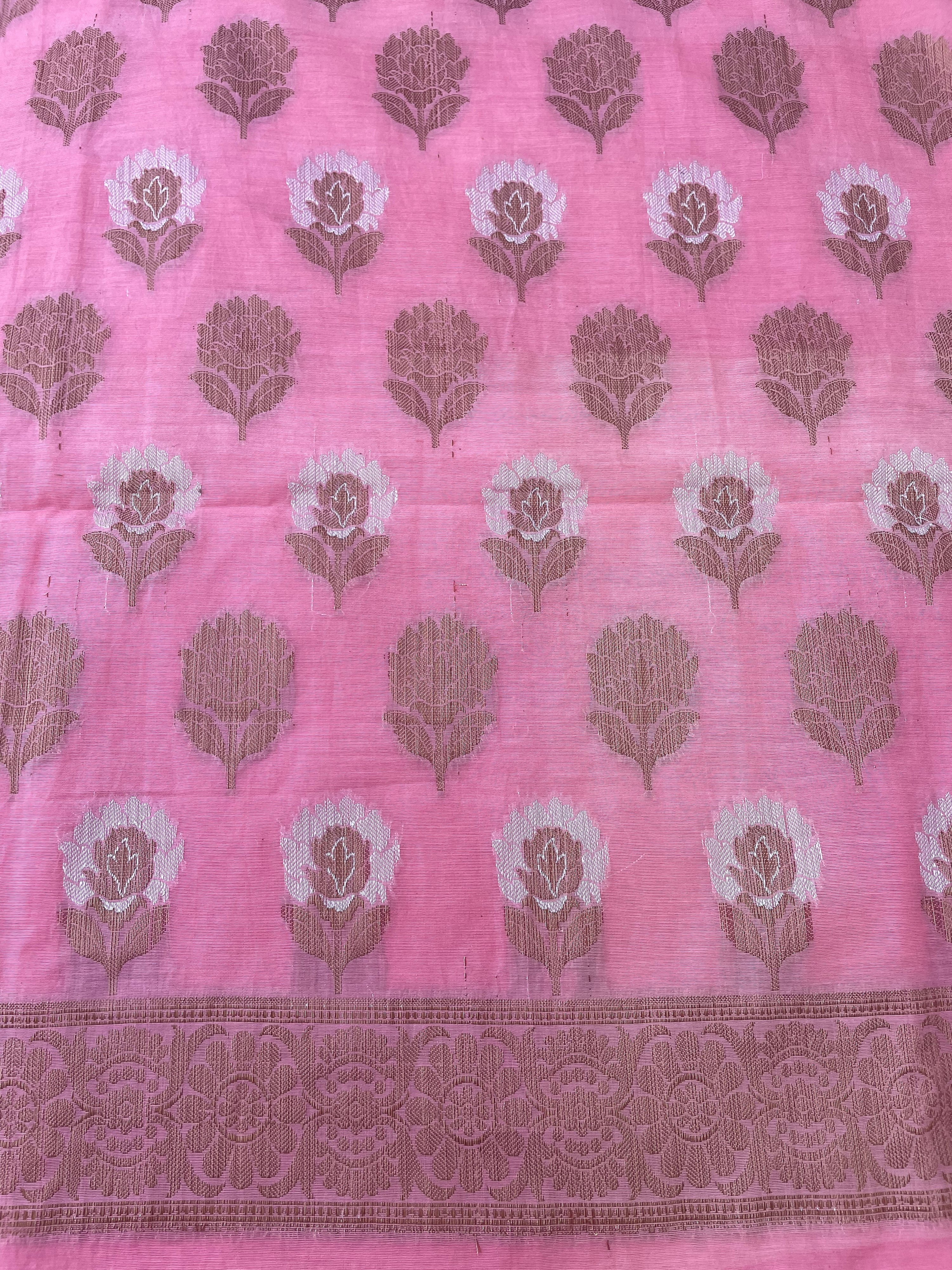 Pink Cotton Silk Zari Buti Banarasi Suit Set