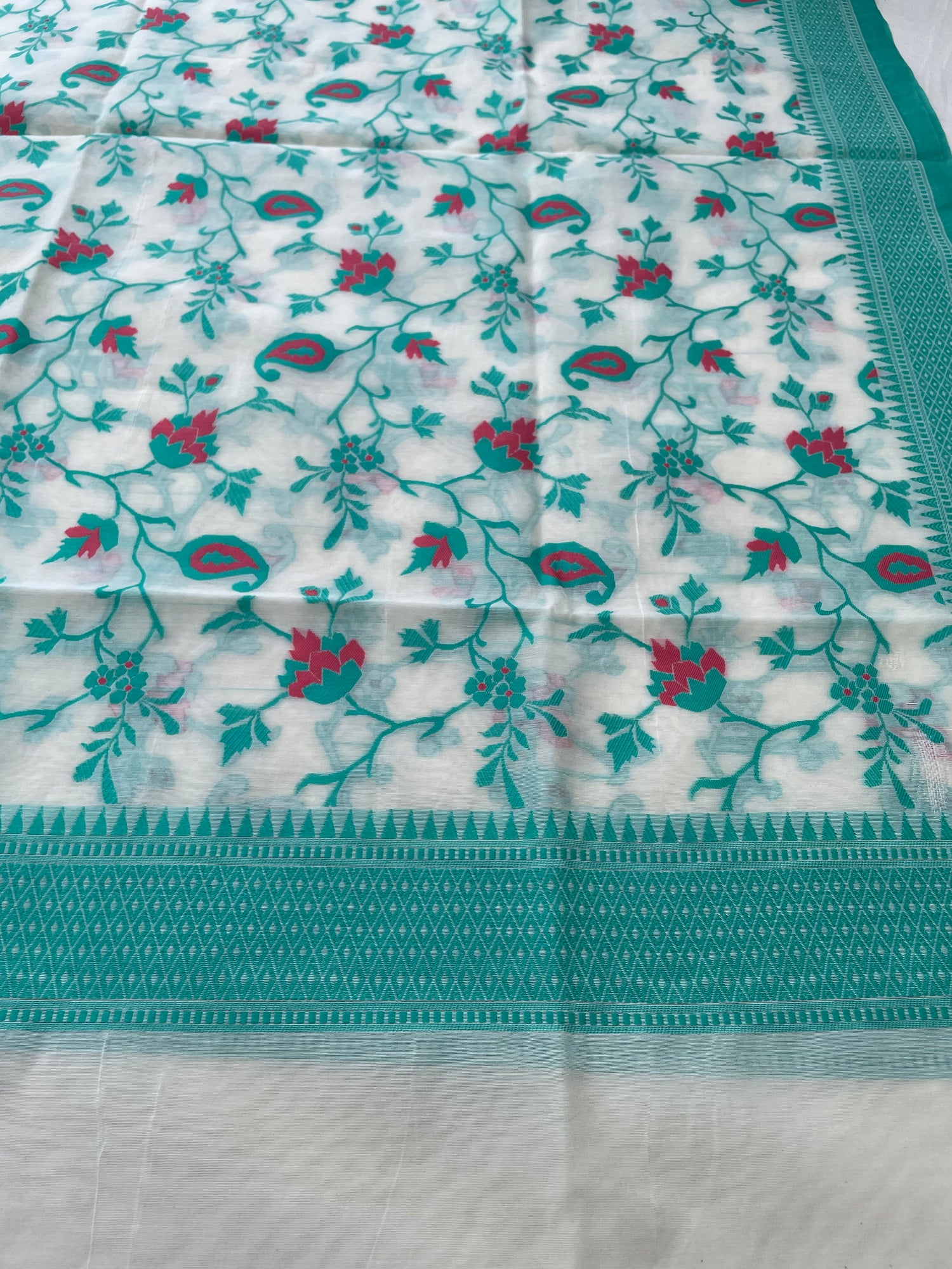 Red-Green Cotton Silk Banarasi Suit Set