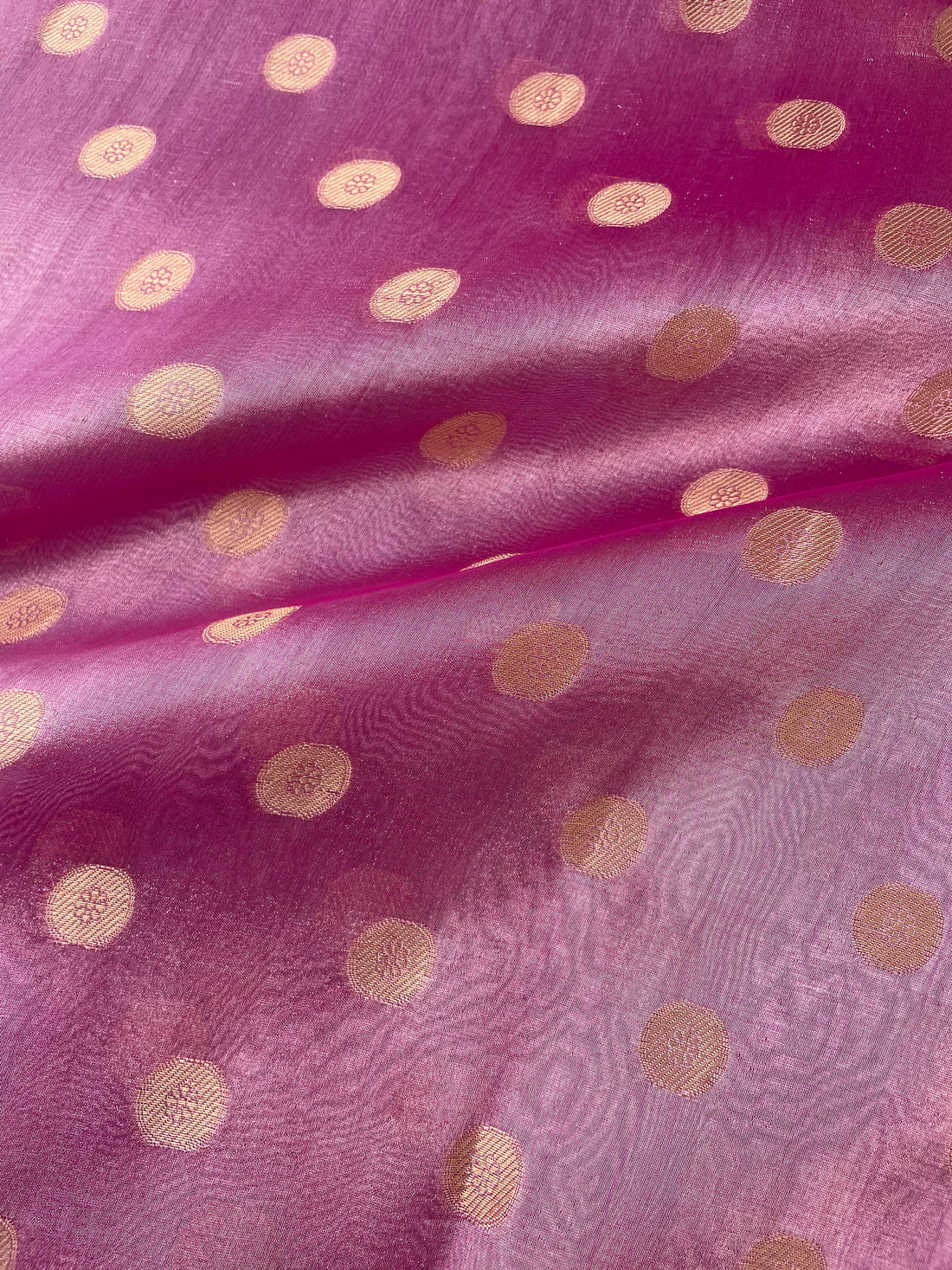 Pink Handwoven Pure Tissue Silk Asharfi Buti Fabric