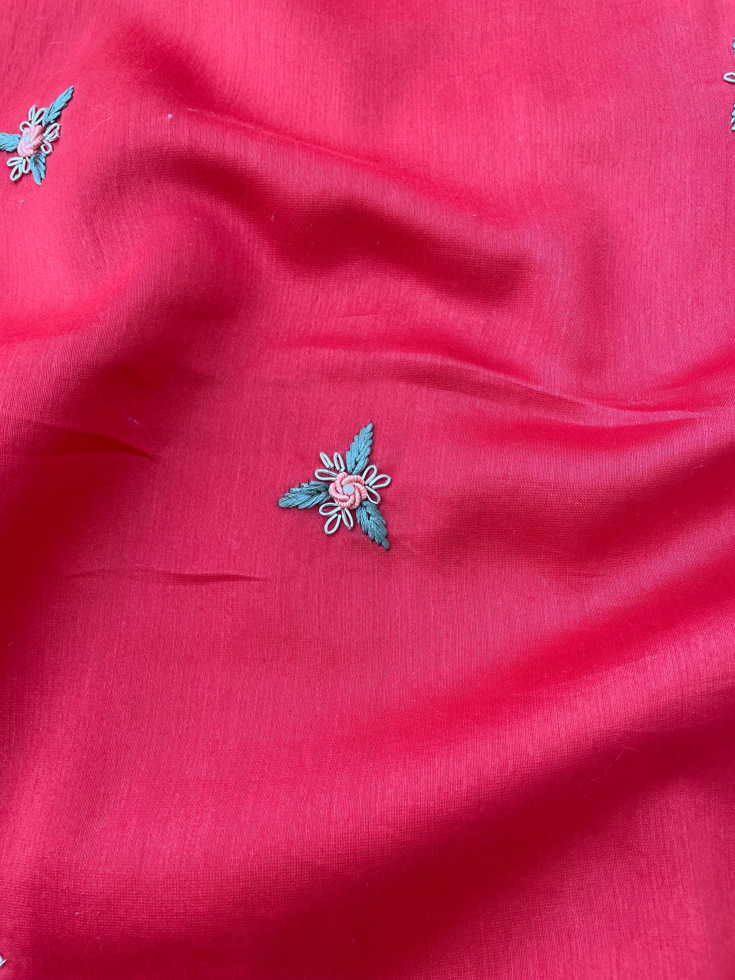 Red Embroidered Cotton Silk Banarasi Suit Set