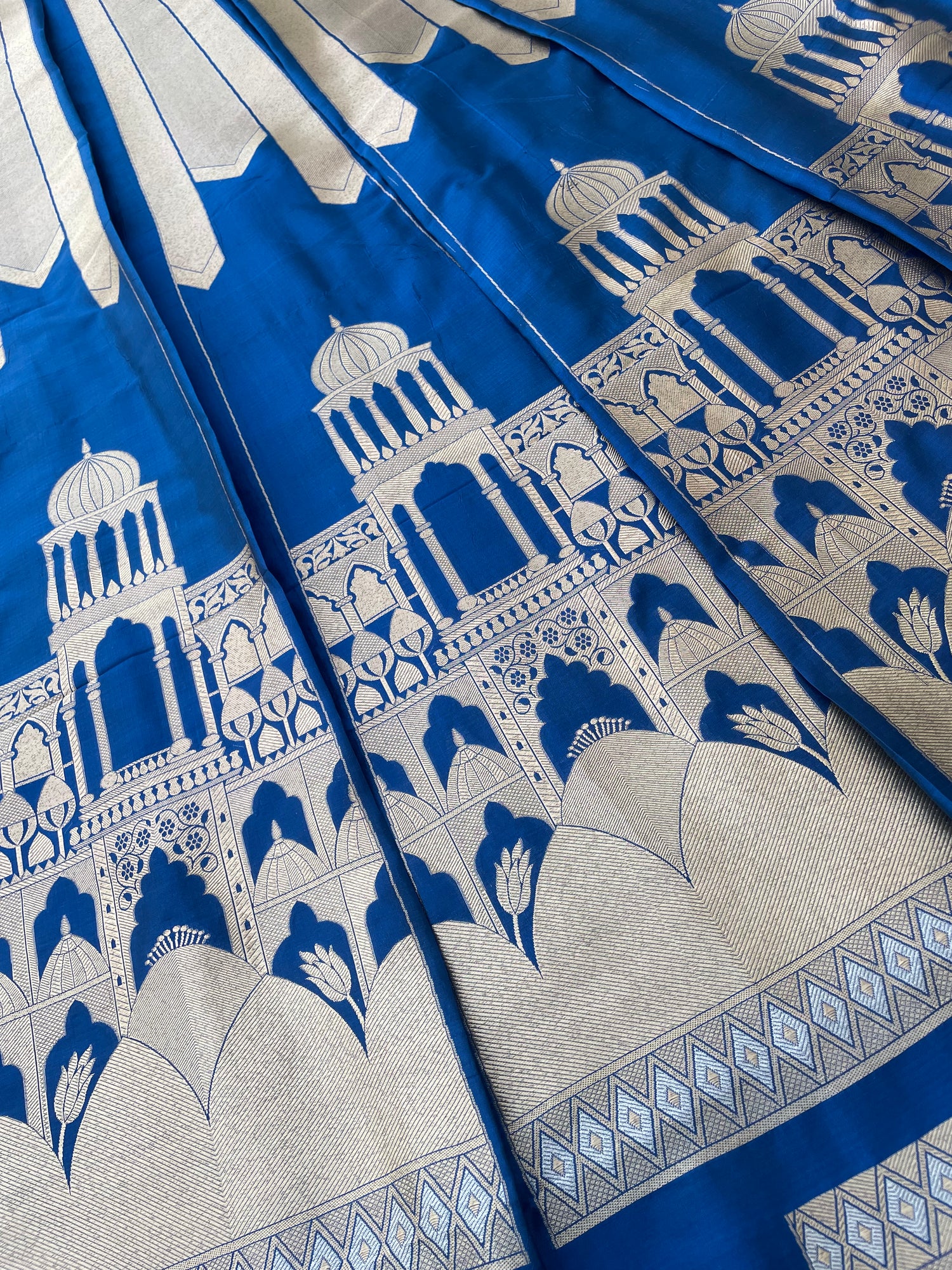 Rang Mahal Blue Handwoven Pure silk Banarasi Lehenga
