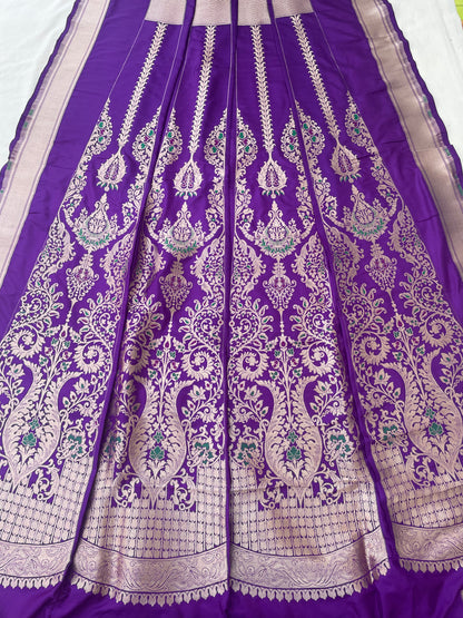 Sahiba Purple Handwoven Pure silk With Meenakari Banarasi Lehenga