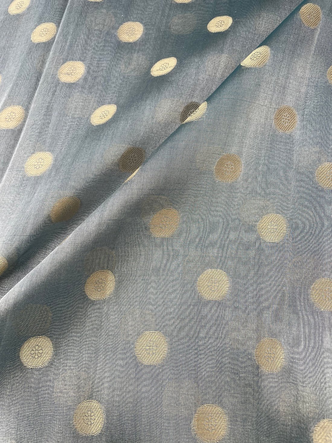 Green Handwoven Pure Tissue Silk Asharfi Buti Fabric