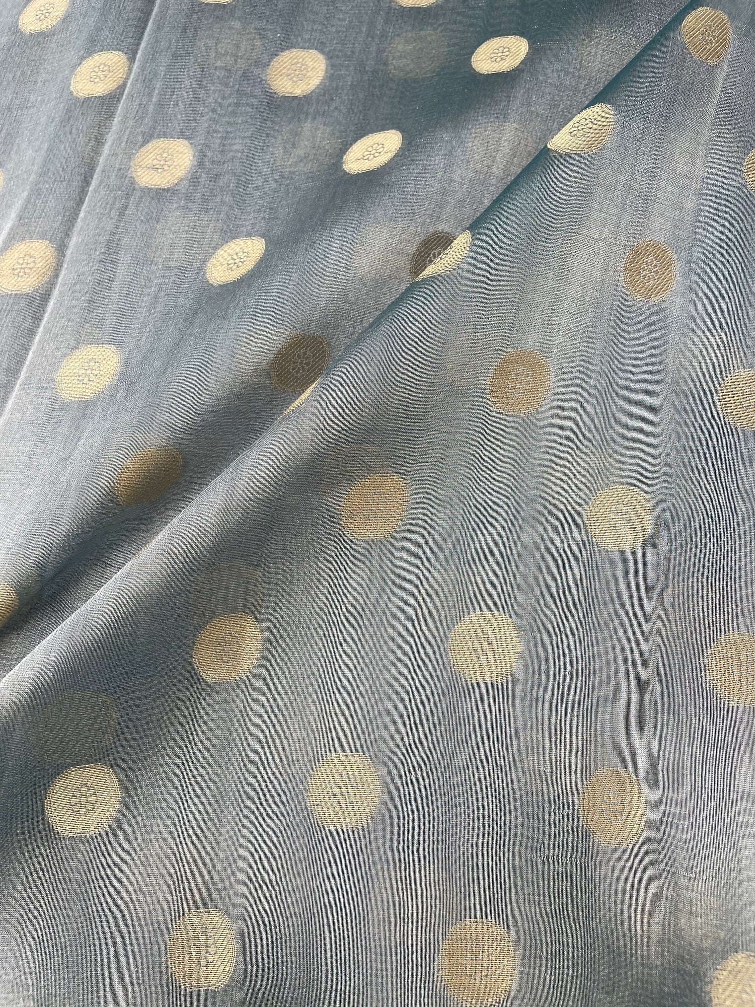 Green Handwoven Pure Tissue Silk Asharfi Buti Fabric